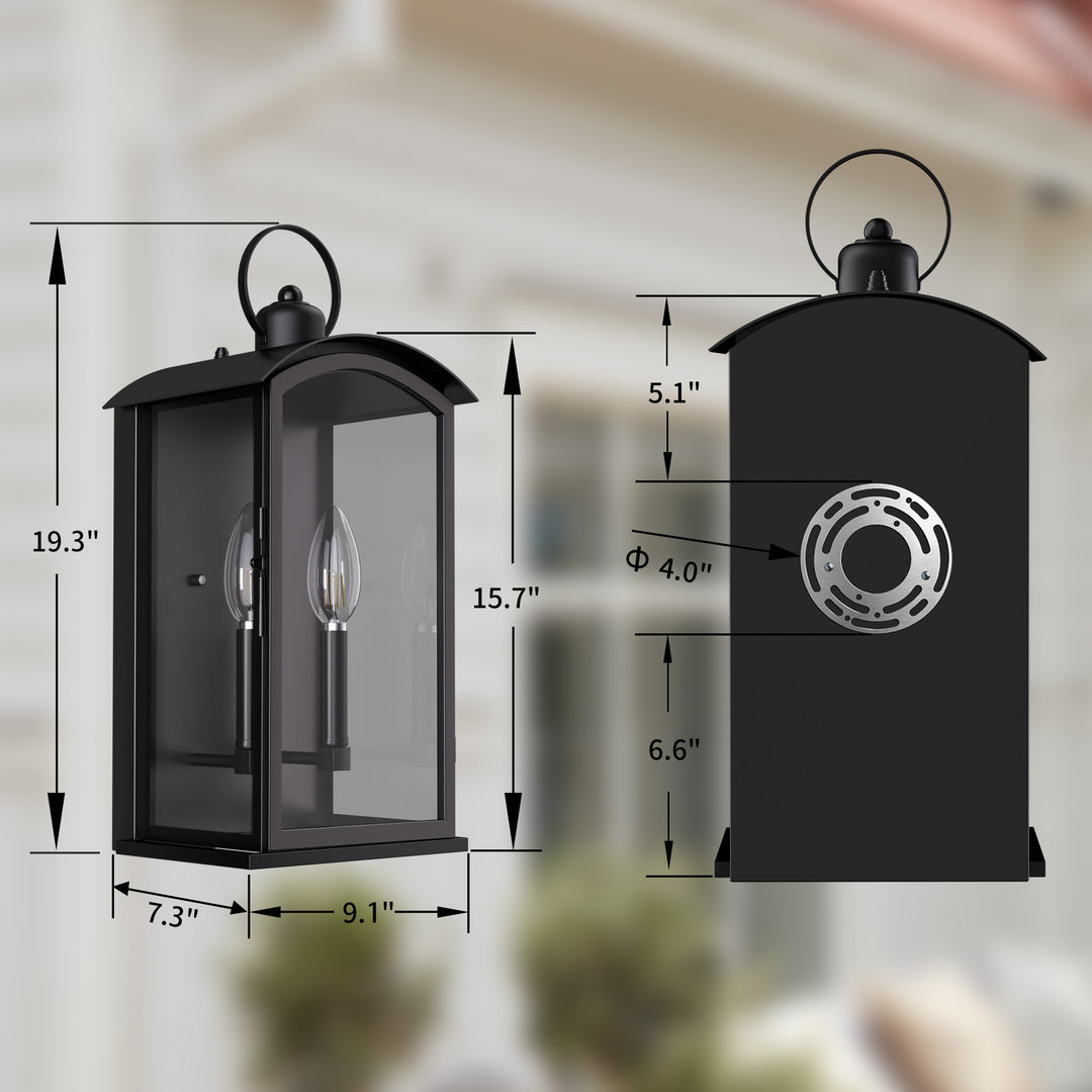 Solstice 19"H 2-Light Tempered Glass Outdoor Wall Lantern With Dusk To Dawn #7069