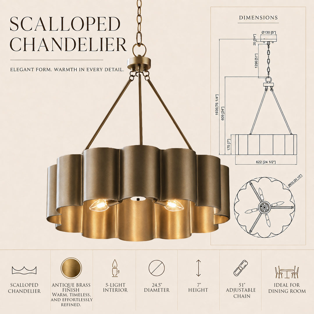 25" Modern Antique Bronze Drum Chandelier with Metal Shade for Dining Room & Bedroom #48013