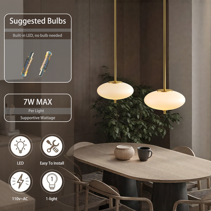 1 - Light Dimmable Modern Glass Led Pendant Light For Hallway/Kitchen Island #29018