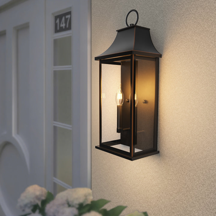 Maxax Dusk to Dawn Outdoor Wall Lights 3-Light, Oil Rubbed Bronze Exterior Lighting Fixtures, 25" Large Outdoor Wall Sconce, Waterproof Outside Wall Lantern for Porch Patio Garage #7076