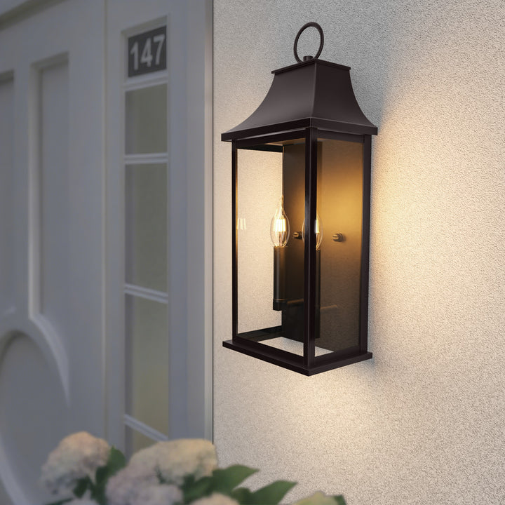 Maxax Dusk to Dawn Outdoor Wall Lights 3-Light, Oil Rubbed Bronze Exterior Lighting Fixtures, 25" Large Outdoor Wall Sconce, Waterproof Outside Wall Lantern for Porch Patio Garage #7076-3BR