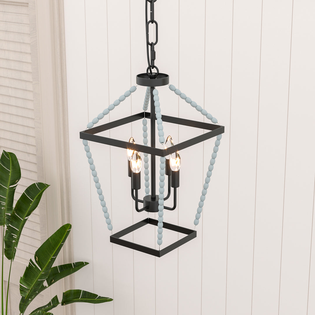 Maxax 4 - Light Dimmable Lantern Square Chandelier #6514-4BK