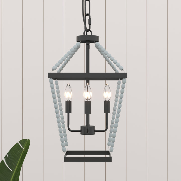 Maxax 4 - Light Dimmable Lantern Square Chandelier #6514-4BK