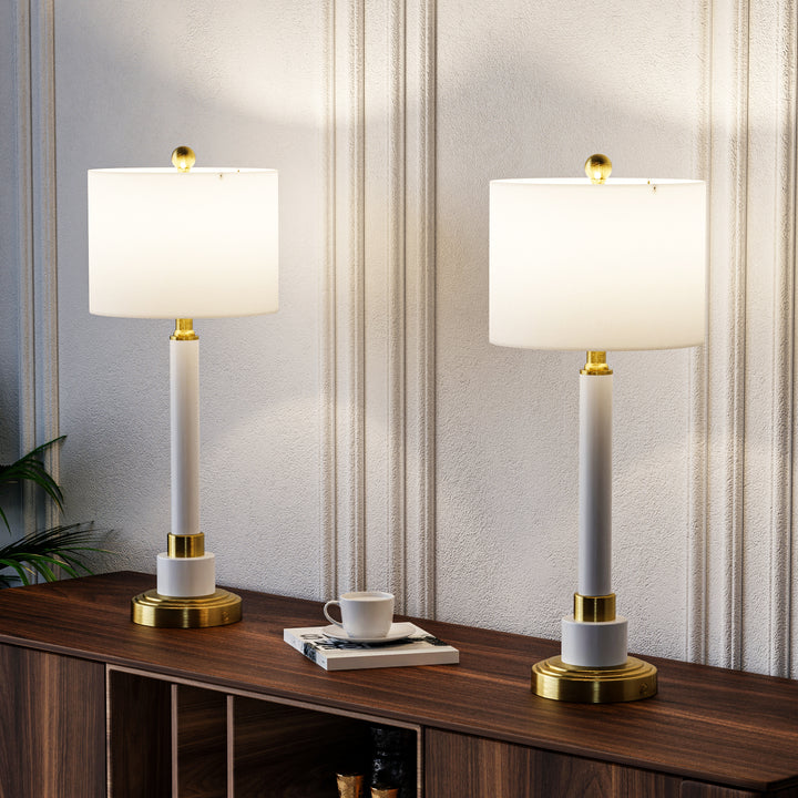 Dimmable Modern Metal Table Lamp with USB Ports for Living Room/Bedroom (Set of 2) #T179