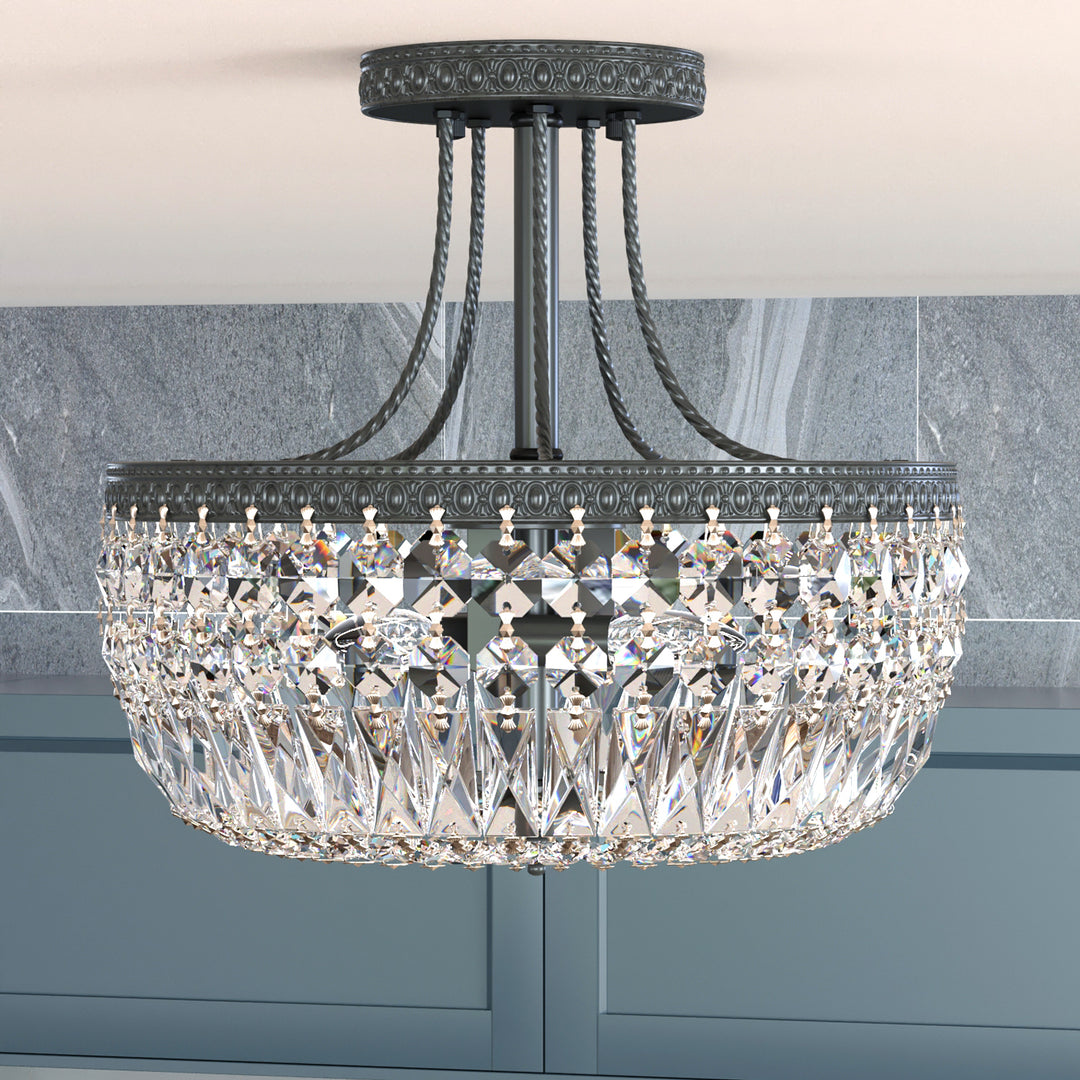 3 - Light 11.8in Crystal Semi Flush mounth