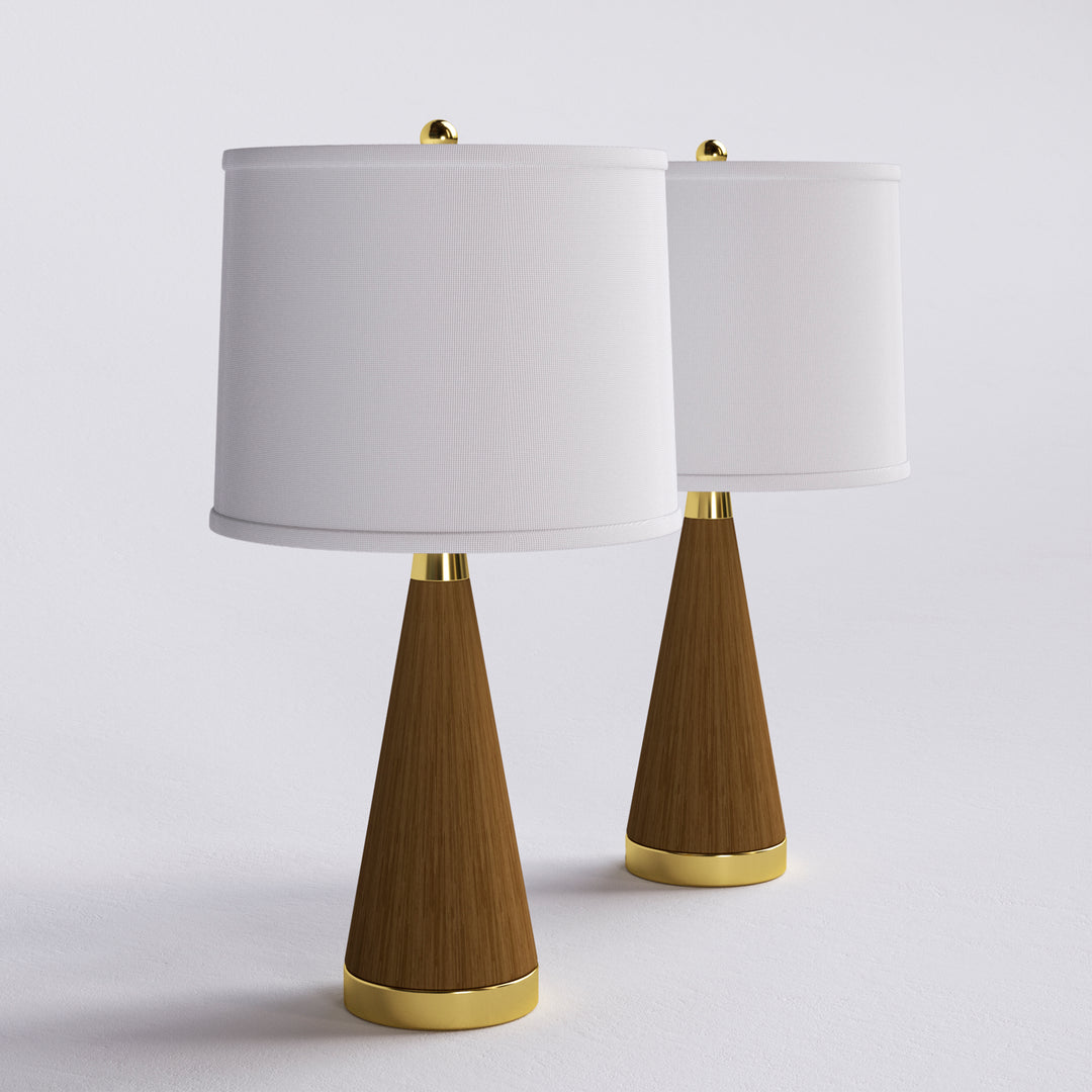 24.5'' Dimmable Wood Grain Metal Table Lamp With Usb Port (Set of 2) #T244