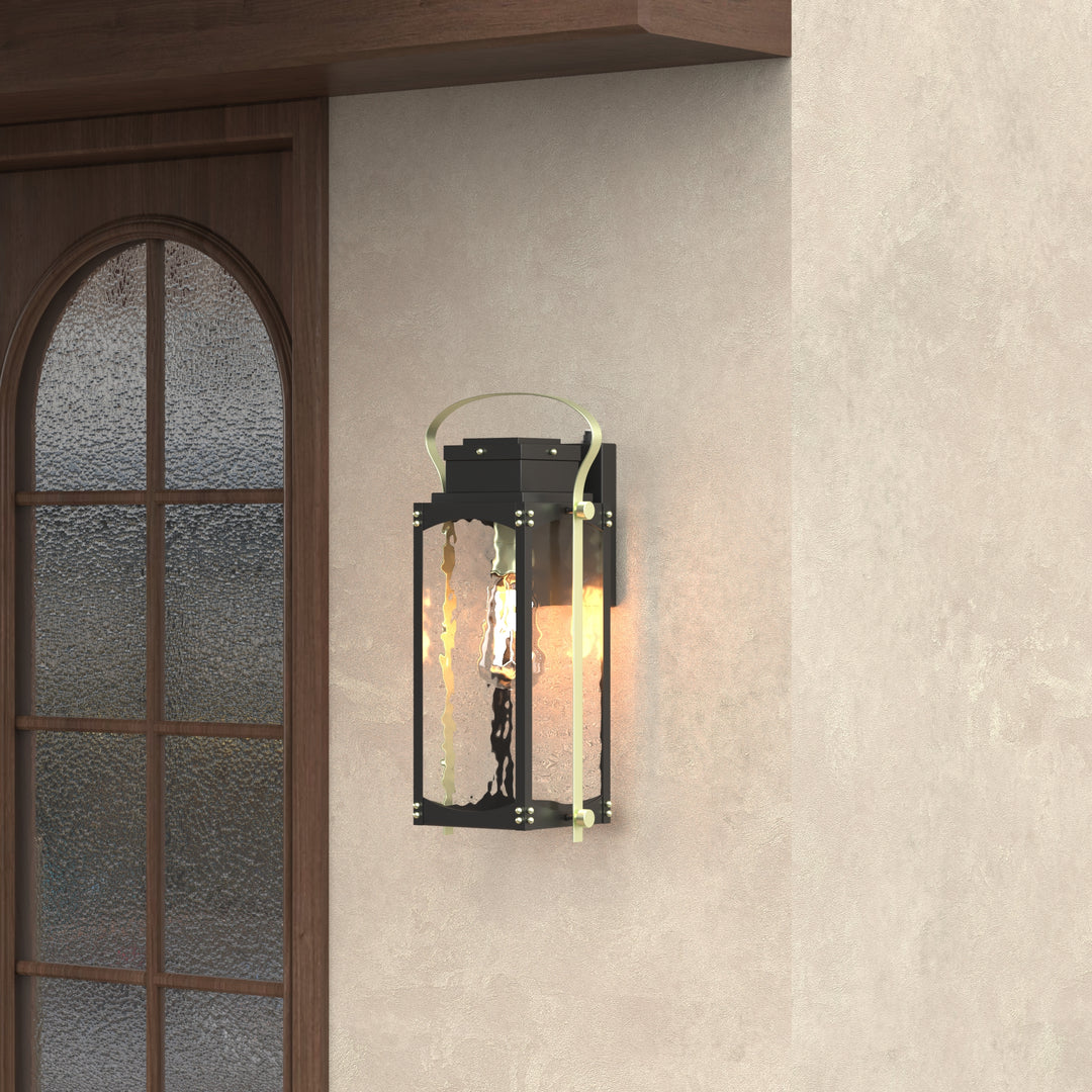 Maxax Black 1 - light 17.3'' H Water Glass Outdoor Wall Lantern with Dusk to Dawn #7015-1BG