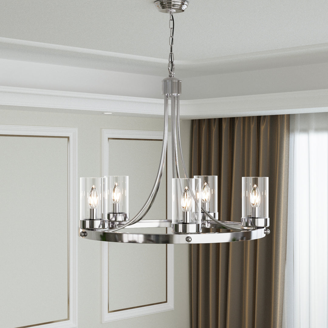 Maxax 5 - Light Candle Style Wagon Wheel Chandelier #MX19025