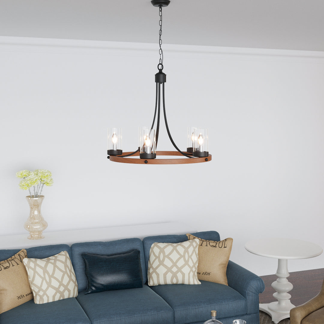 Maxax 5 - Light Candle Style Wagon Wheel Chandelier #MX19025