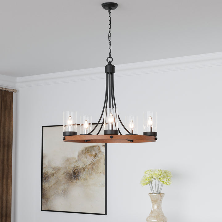 Maxax 5 - Light Candle Style Wagon Wheel Chandelier #MX19025