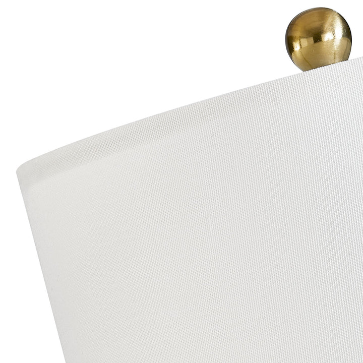 24 in. Brown Modern/Bohemian/Farmhouse Dimmable Glass Wood Metal For Bedroom Living Room Bedside Desk Nightstand Table Lamp With White Linen Drum Shape And USB Prot (Set of 2)