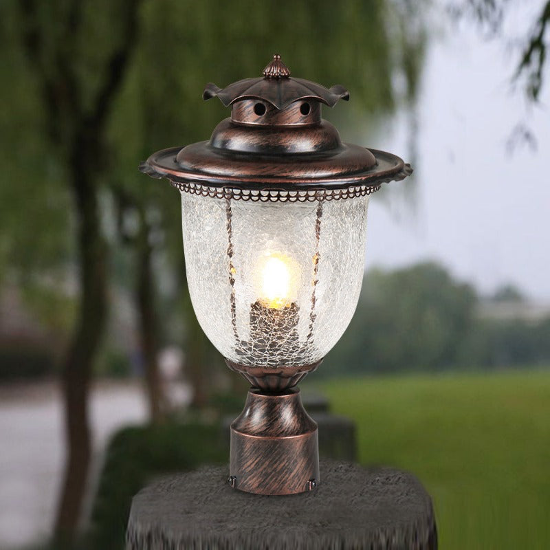 Maxax 1-Light Outdoor Post Lantern with Water Ripple Glass 