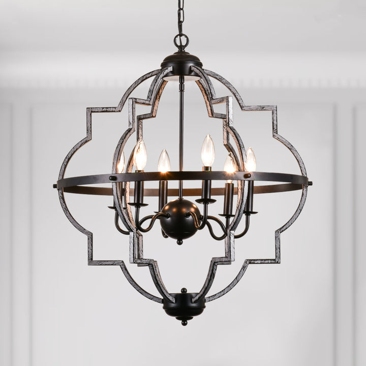 Maxax 6 - Light Candle Style Geometric Chandelier #MX19063-6-P