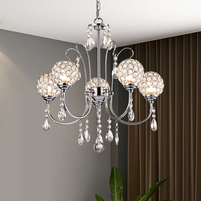 Maxax 5 - Light Candle Style Classic / Traditional Chandelier with Crystal Accents #MX19083-5CH-P