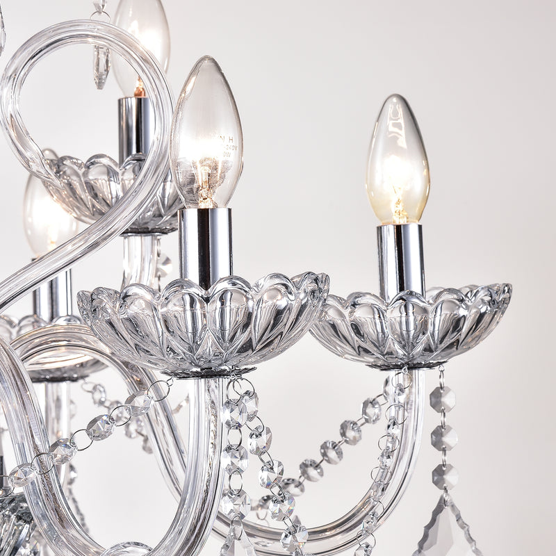 Maxax 9 - Light Candle Style Traditional Chandelier with Crystal Accents 