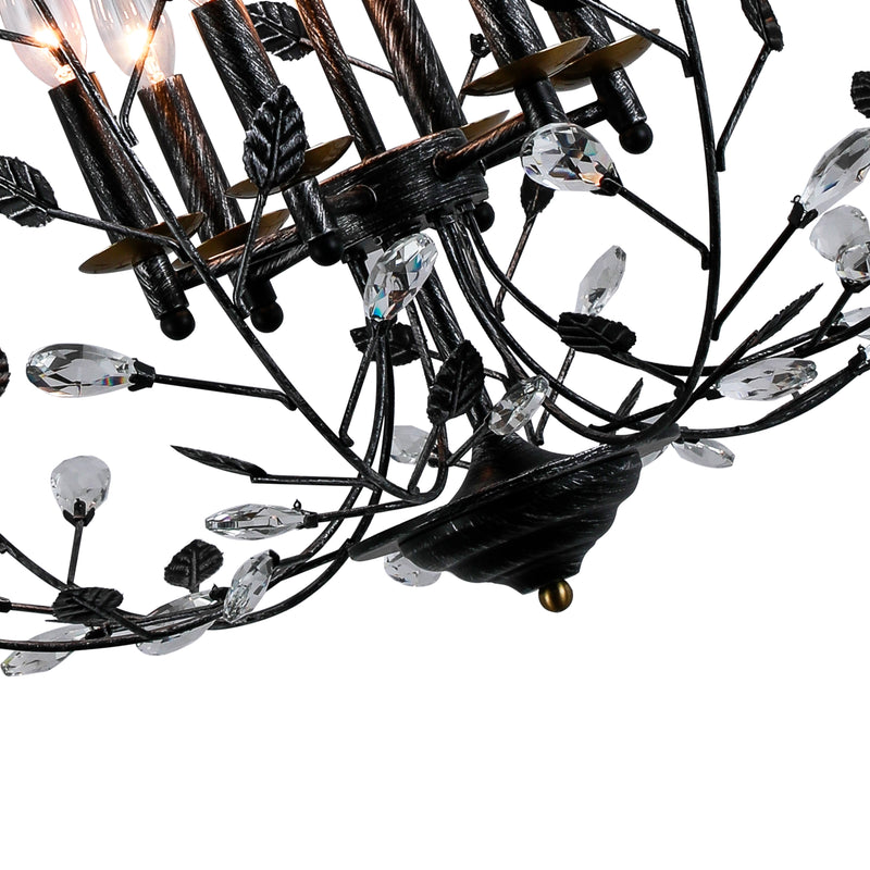 MAXAX 6 - Light Unique / Statement Classic / Traditional Chandelier With Wrought Iron&Crystal Accents