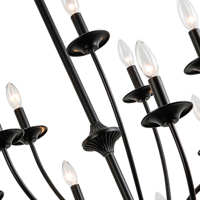 MAXAX 18 - Light Candle Style Traditional Chandelier with Wrought Iron Accents#MX19134-18BK-P