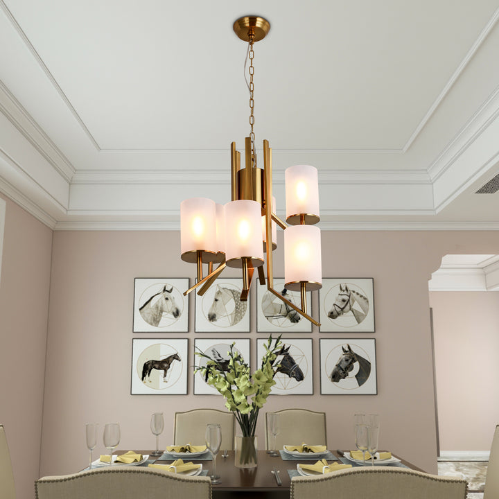 Zaza Designs 6 - Light Candle Style Classic / Traditional Chandelier With Wrought Iron Accents #MX19129-6GD-P