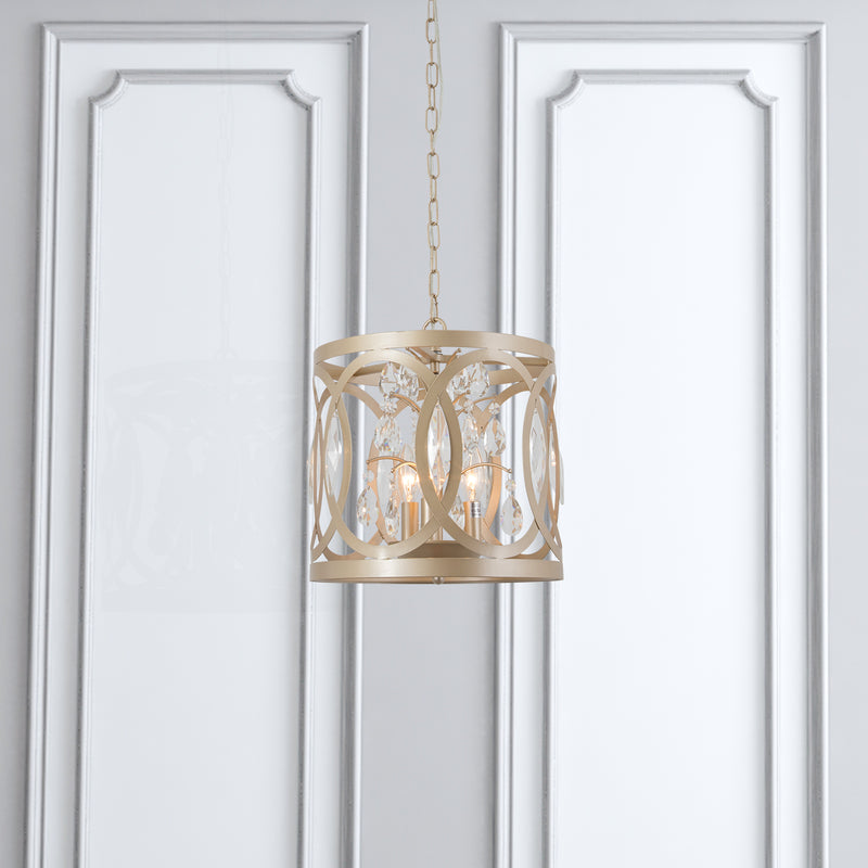 Maxax 3 - Light Lantern&Candle Style Drum Chandelier With Wrought Iron Accents 
