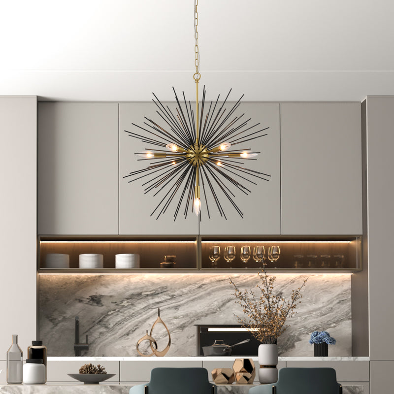 Maxax 7 - Light Sputnik Chandelier with Wrought Iron Accents 