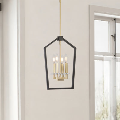 Maxax 4 - Light Lantern Square / Rectangle Pendant With Wrought Iron Accents #19161-4BG