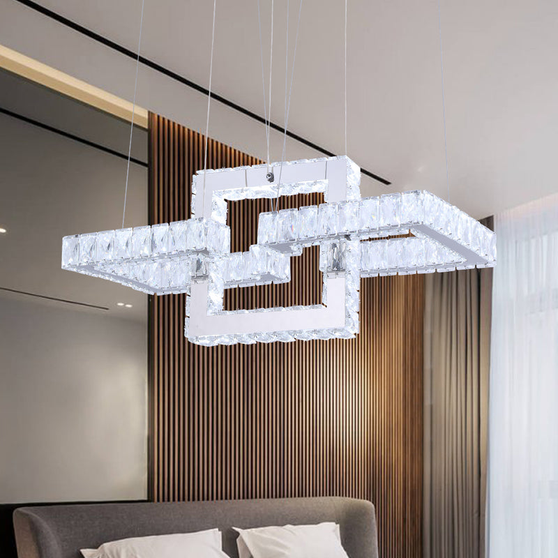 Maxax 3 - Light Unique / Statement Crystal Rectangle LED Chandelier 