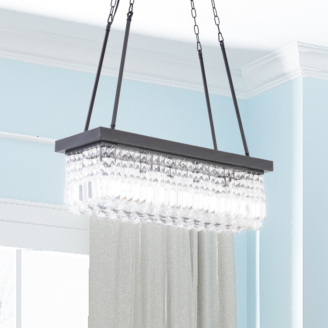 Maxax 5 - Light Kitchen Island Tiered Pendant With Crystal Accents #19189-5BK