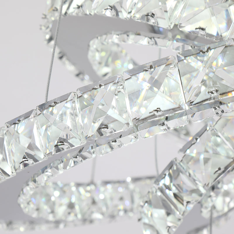 Maxax 5 Rings Unique Geometric LED Crystal Chandelier 