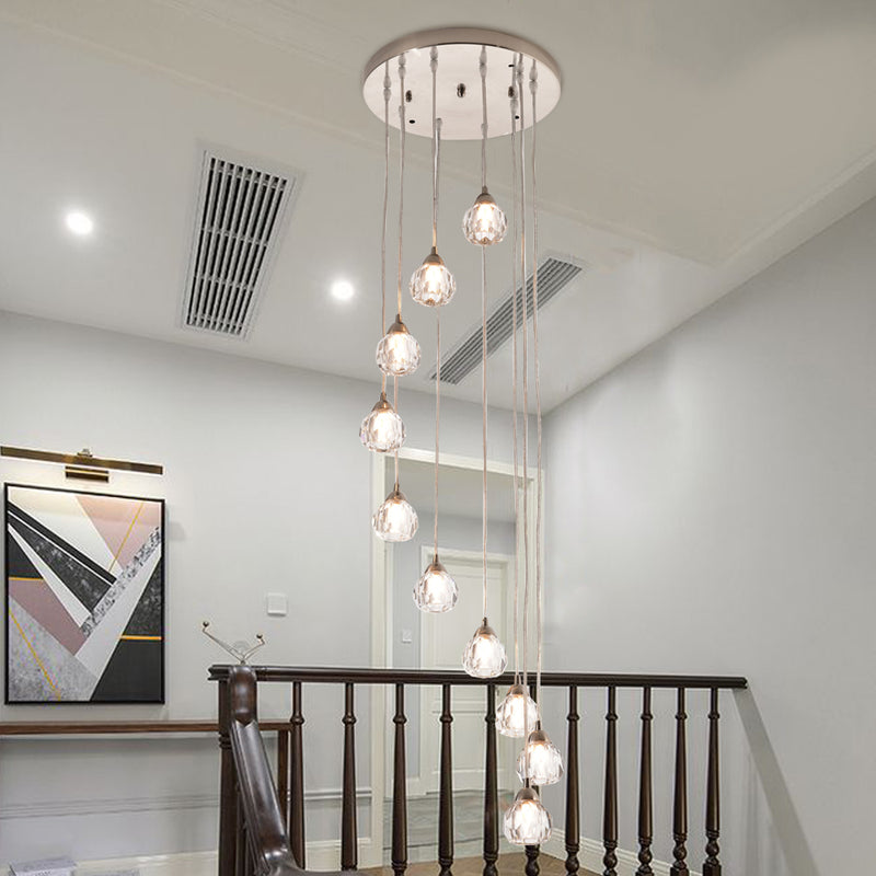 Maxax 10 - Light Stairway Spiral Chandelier for Foyer 