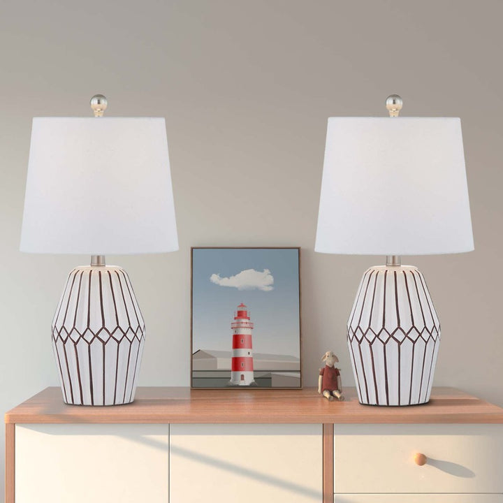 20.5in white ceramic table lamp set