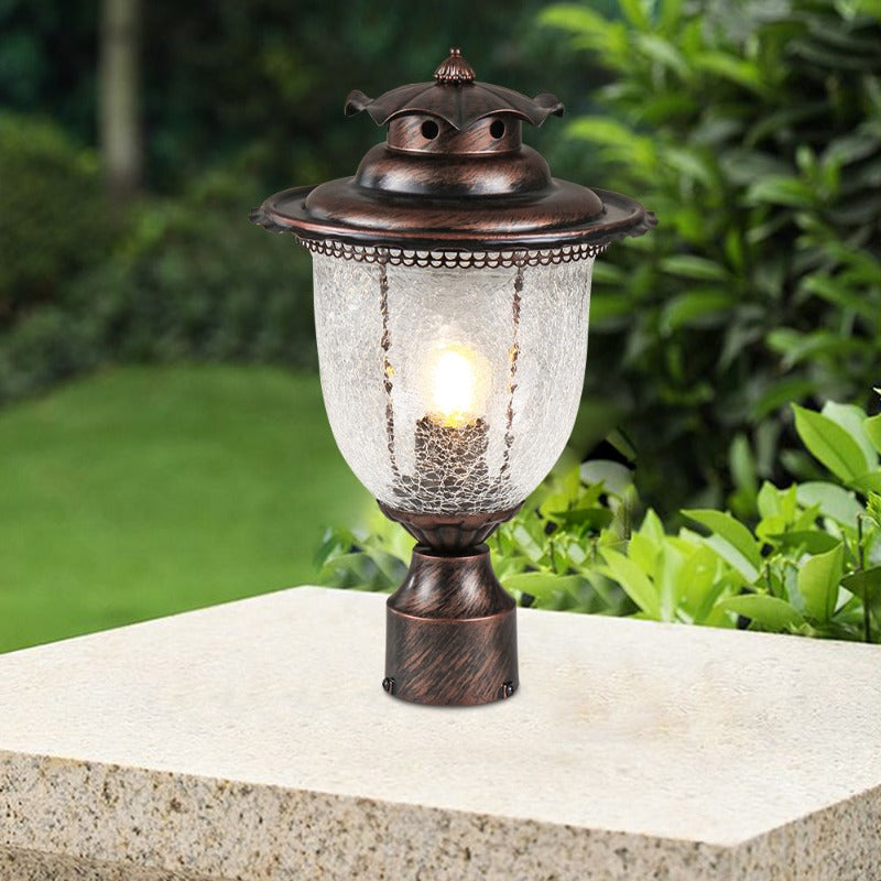 Maxax 1-Light Outdoor Post Lantern with Water Ripple Glass 