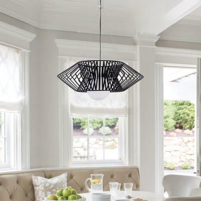 Maxax 1 - Light Unique/Statement Geometric Chandelier With Wrought Iron Accents #19192-1BK