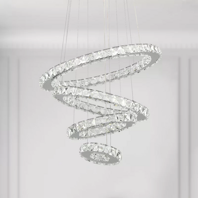 Unique Tiered LED rings Crystal Chandelier 