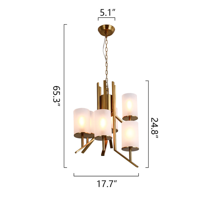 Zaza Designs 6 - Light Candle Style Classic / Traditional Chandelier With Wrought Iron Accents #MX19129-6GD-P