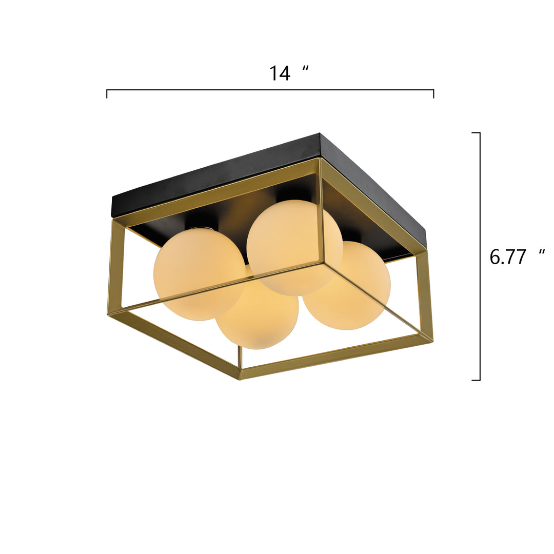 Maxax 4 - Light 13.98in Lantern Square / Rectangle Flush Mount #MX21006-4BG