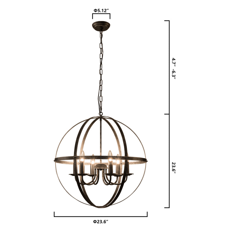 Maxax 6 - Light Statement Globe Chandelier With Wrought Iron Accent 