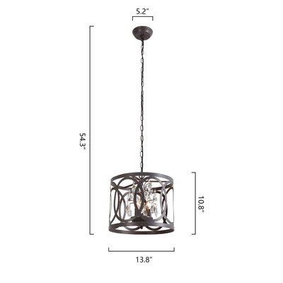 Maxax 3 - Light Lantern Drum Pendant With Crystal Accents #19146-3RS