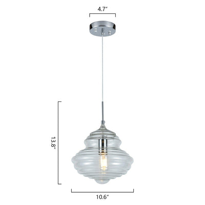 Maxax 1 - Light Single Schoolhouse Pendant with Wrought Iron Accents #MX5007-P1CL