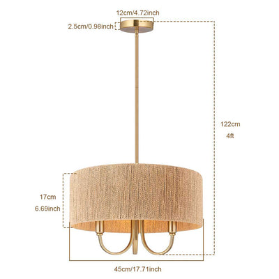 Maxax 3 - Light Single Drum Chandelier with Fabric Accents #9003-3WD