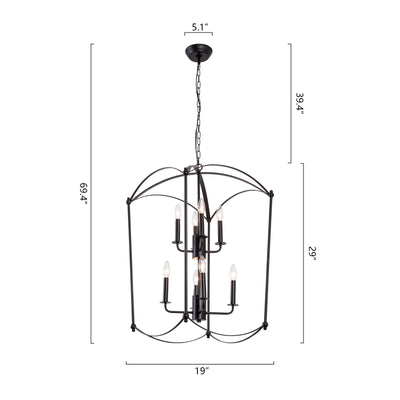 Maxax 8 - Light Dimmable Lantern Geometric Chandelier #19198-8BK