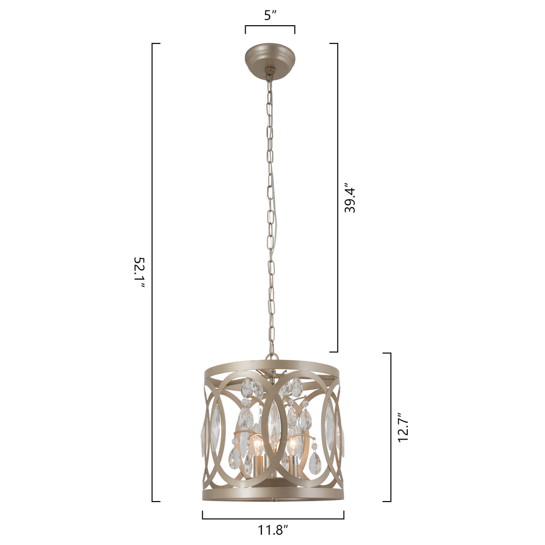 Maxax 3 - Light Lantern&Candle Style Drum Chandelier With Wrought Iron Accents #19168-3