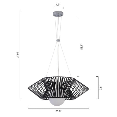 Maxax 1 - Light Unique/Statement Geometric Chandelier With Wrought Iron Accents #19192-1BK