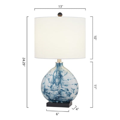 Maxax 23 Inch Bedside Blue Glass Table Lamp #T101-BU-S