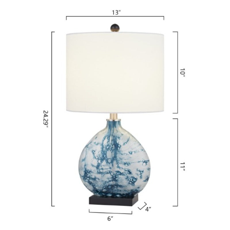 Maxax 23 Inch Bedside Blue Glass Table Lamp 