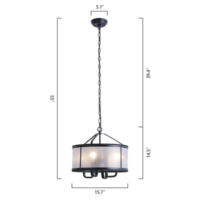 Zaza Designs 4 - Light Candle Style&Shaded Drum Chandelier #19156-4BK