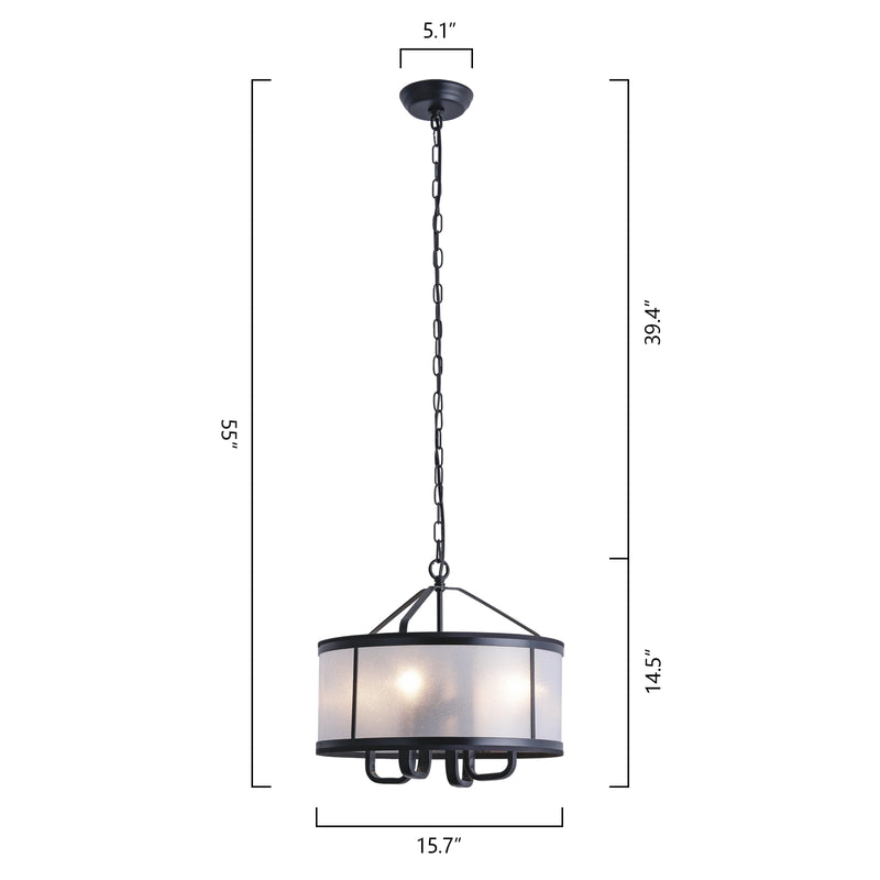 Zaza Designs 4 - Light Candle Style&Shaded Drum Chandelier 