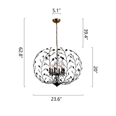 MAXAX 6 - Light Unique / Statement Classic / Traditional Chandelier With Wrought Iron&Crystal Accents#MX19131-6BK-P