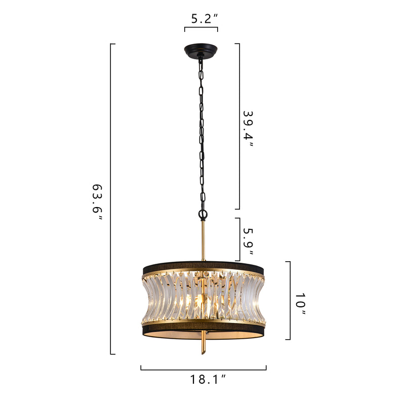 Zaza Designs 2 - Light Shaded Drum Classic / Traditional Chandelier With Wrought Iron Accents 