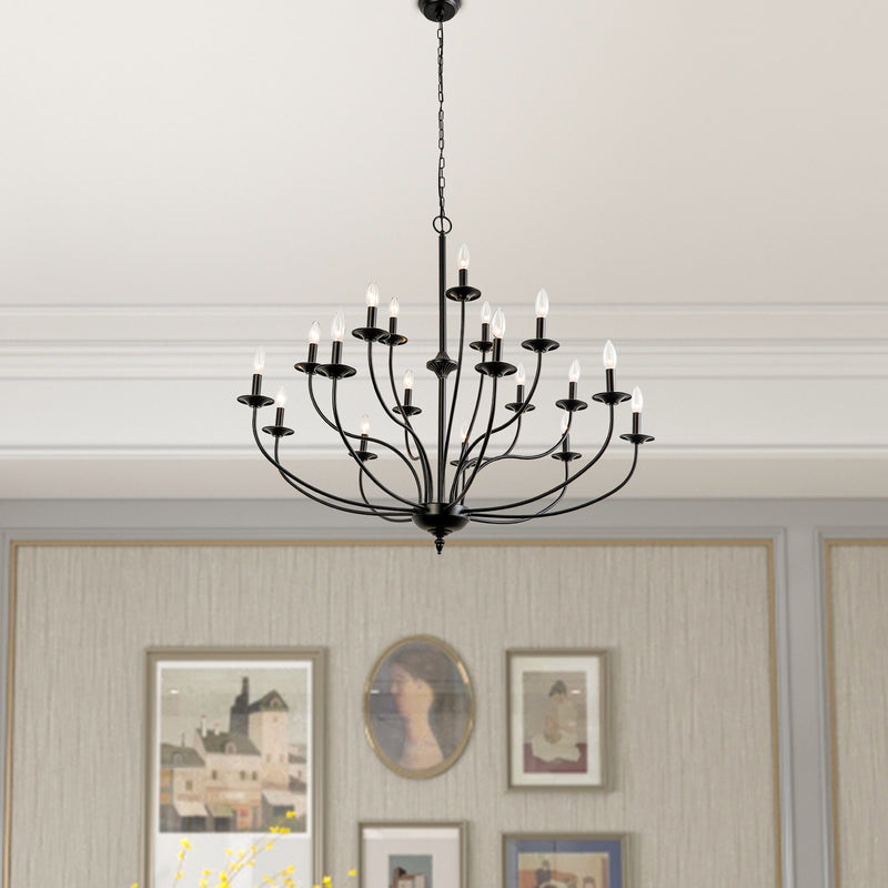 MAXAX 18 - Light Candle Style Traditional Chandelier with Wrought Iron Accents