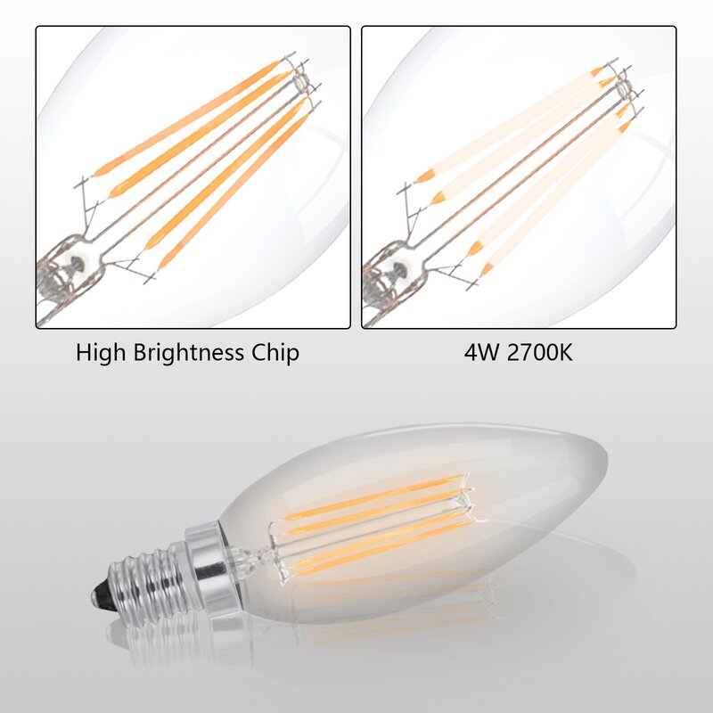 MXC35/B10-427-6PK 4 Watt (40 Watt Equivalent), B10 LED, Dimmable Light Bulb, Warm White Base E12/Candelabra Base (Set of 6)